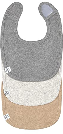 LÄSSIG Bébé Set de Bavoirs (3 pcs.) Nouveau-né Bavoir à baver Velcro GOTS/Newborn Bib Set GOTS Darkgrey/Light Grey/Nature Melange