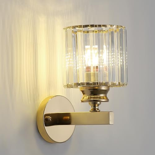 Moderno Aplique De Luz De Pared De Cristal, Lámpara De Pared De Cristal De Oro E27, Para Dormitorio Junto A La Cama Pasillo De La Sala De Estar Iluminación Del Comedor