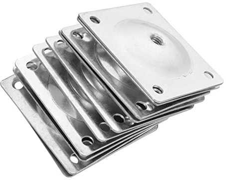 Housoutil Placas De Montaje para Patas De Muebles, 10 U.S. Placa De Montaje Patas De Metal, Placas De Mesa De 60x70mm con Orificio para Tornillo M8, Placa De Montaje para Patas De Muebles