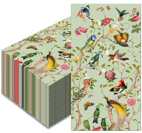 100 Pcs Disposable Hand Towel, Vintage Floral Bird Paper Napkins Watercolor Guest Napkins Wild Flower Bird Decorative Paper Guest for Bathroom Birthday Party Baby Shower (Vintage Floral Bird)