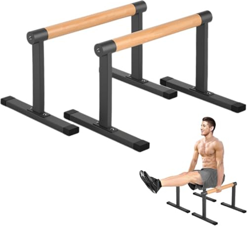 Bounabay Parallettes Bars(50 x 35 x30cm), Pushup Bars Stands Handles Set, Home Gym Parallel Dip Bars for Body Weight Workout Station Calisthenics (Black, Large)