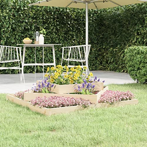 Homgoday Fioriera 112x112x27 cm in Legno Massello di Pino, Fioriera da Esterno Fioriera Balcone Fioriera Grigliato per Giardino