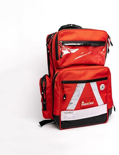 Rennecke Medic Erste Hilfe Notfallrucksack DIN 14142 – 153-teilig, wasserdicht, mit Sportfüllung & verstellbarem Gurt, Ideal für Wandern, Reisen, Zuhause & den Arbeitsplatz