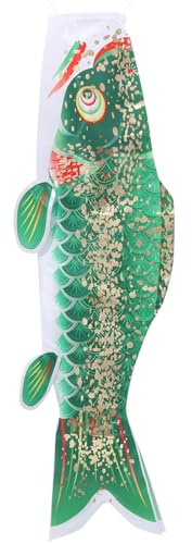 STOBOK 26 Zoll Japanischer Karpfen-Windsack: Koi-Fisch-Windsack Koinobori-Streamer Fischflagge Drachen-Hängedekoration Für Garten Hof Grün