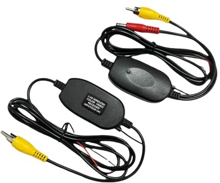 Epronic 2,4 GHz RCA Émetteur & Récepteur Kit sans Fil pour Caméra de Recul de Voiture Moniteur Caméra de Arrière Adaptateur sans Fil pour Voiture 12V RCA Vidéo Transmetteur Récepteur Kit