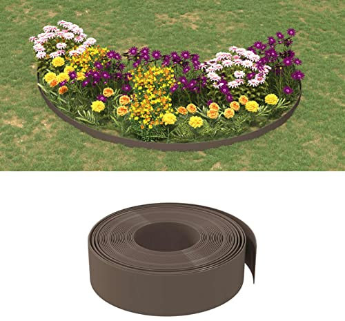 Rasenkanten 4 STK. Braun 10 m 15 cm Polyethylen, Chaduof Beetumrandung, Rasen Rakel, Rasenabgrenzung, Lawn Egde, Rasenkantenband