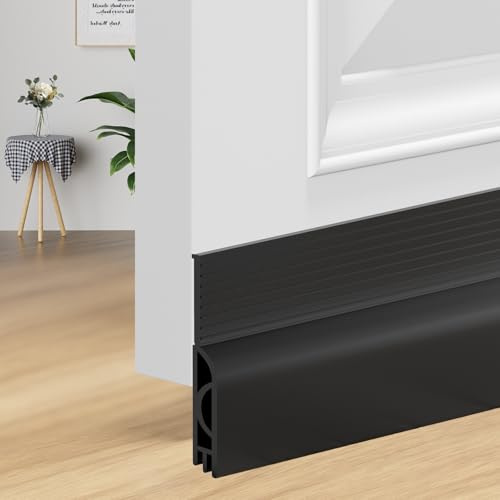 OXRQ Door Draft Stopper for Bottom of Door Sweep for Bottom Weather Stripping Doors Seal Save Energy Draft Guard Blocker Noise Draft Soundproofing Cold Air Insulation (39,Black)