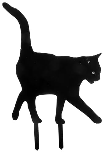 MAGICLULU Black Cat Garden Stake 9.8 Inch Acrylic Outdoor Yard Decoration Halloween Cat Statue for Lawn Pathway Patio
