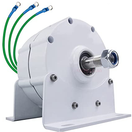 AISINILALAO 24v,Generador Permanente del Imán De La CA De La Fase 3 del Alternador 1500W del Imán del Imán Permanente De 400RPM con La Base para El Aerogenerador Horizontal Vertical (12V-48V)