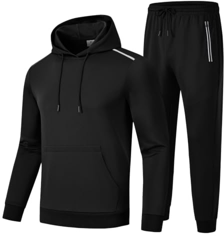 donhobo Trainingsanzug Herren 2 Teiler Jogginganzug Hausanzug | mit Sweatshirt und Jogginghose, Männer Sportanzug Hoodie&Hose, Streetwear Tracksuit für Freizeit Fitness Alltag