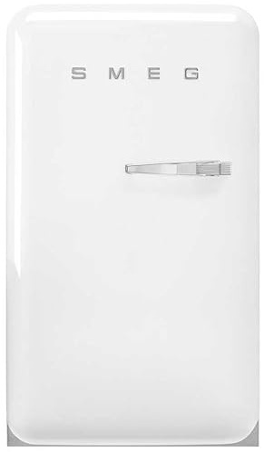 Smeg, FAB10LWH6 Réfrigérateur Table Top Vintage 1 Porte, 122L, Charnières à Gauche, Froid Statique, Congélateur 17L, 1 Clayette Réglable, 1 Bac Légumes et Éclairage LED, H 97cm, Blanc