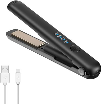Vmxlso Piastra Portatile Senza Fili, 2 in 1 Piastra Capelli Senza Fili, Piastra Capelli da Viaggio Mini con Temperature 4 Livelli, Batteria 3200mah, Ricaricabile Via Usb Per Lunghi & Capelli Corti