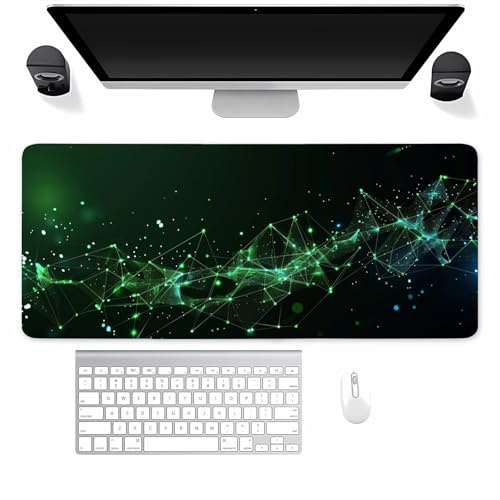 Mauspad Gaming, Mousepad Groß Cyan Geometrie, Mouse Pad XXL 800x300x2mm, mit Einer speziellen Oberfläche und Anti Rutsch Gummi Basis, verbessert Präzision und Geschwindigkeit für Zuhause, Büro
