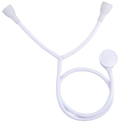 Double Tap Shower Spray Shower Attachment for Bath Taps with Flexible 2 Metres White Hose, Compatible with Most Round or Oval Basin Taps