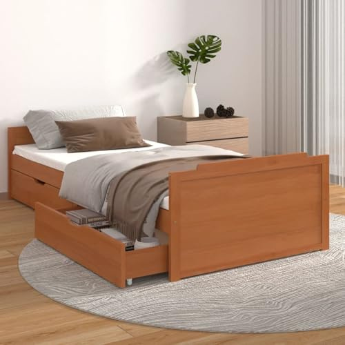 Festnight Bett 90x200 cm mit Stauraum Bettgestell Holz mit Schubladen Doppelbett Einzelbetten Holzbett Bettkasten Jugendbett Bettrahmen Schlafzimmer Bett Jugendzimmer Massivholzbett