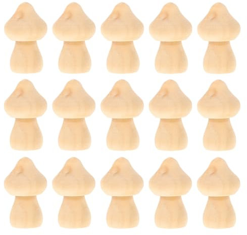 BESTonZON 15-teiliges Bastelset Aus Holz Für Kinder Pilze Unbemalt Naturholz Mal- Und Bastelset Für Kinder