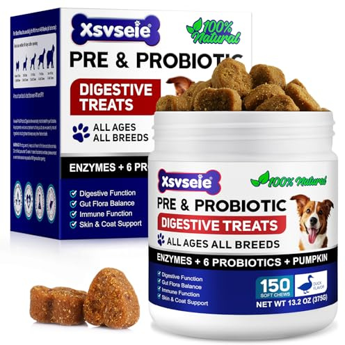 Probiotici Per Cani, 150pcs Probiotici Cane Compresse, Probiotico Digestivo Per Cani Anti Prurito Snack Masticabili Per Tutti Cane, Pet Supplement for Dogs - Duck Flavor