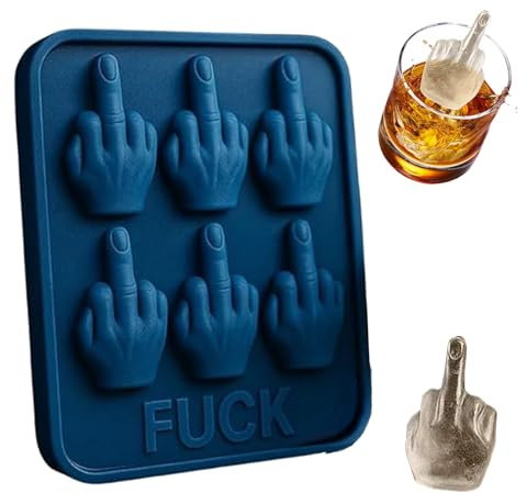 Funny Middle Finger Ice Cube Mold, Novelty Middle Finger Ice Cube Tray, Reusable Silicone Ice Mold for Making Whiskey Cocktail Party Drinks A Must-Have for Bar Kitchens, Easy-Release (Blue)