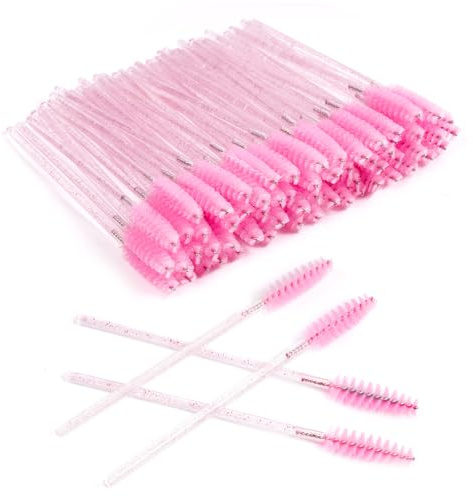 LOPHE Brosse à Cils Jetable 200PCS, Souple et Portable pour Extension Cils et Sourcils, Idéal Voyage, Mariage et Usage Quotidien,Rose