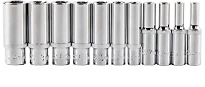 PFXNGMS Jeu de 11 Douilles 1/4 avec Adaptateur, Douilles Longues de 4 à 14 mm, têtes d'outils à Douille Profonde, clé dynamométrique, clé à cliquet, mandrin de perceuse