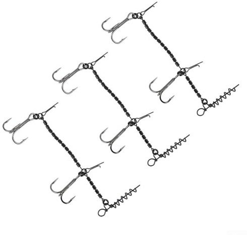 Zeroupshop Hameçon triple barbelé en acier inoxydable avec tire-bouchon, taille 1/0, 14 cm, 18 g (3 pièces)