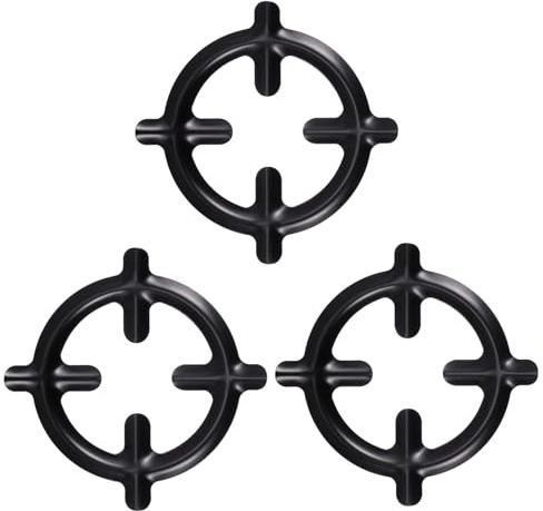 Ciieeo Set 3 Pezzi Supporti per Fornelli Gas in Ferro Nero, Superficie Liscia senza Bave, Accessori Cucina per Sostenere Pentole e Caffettiere