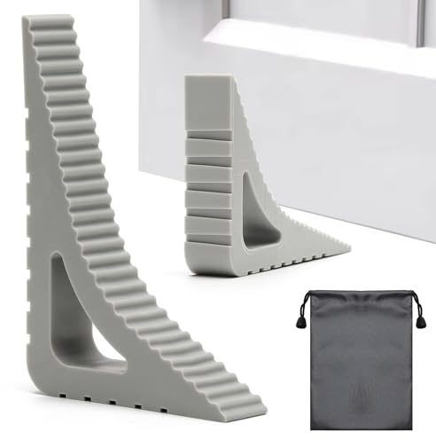 UOCAI 2 fermaporta in gomma con sacchetto impermeabile, fermaporta in ventilazione, fermaporta da parete, cuneo in gomma per tutte le superfici, cunei in gomma per porte e finestre, flessibili