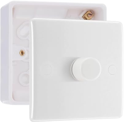 BG Electrical 1 Gang 200W 2 Way Trailing Edge Dimmer Switch with 32mm Surface Pattress Box, White Moulded, 881 & 891