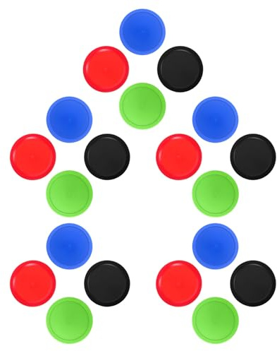 Mikikit 20 Discos de Hockey de Aire de 64 MM Juego de Repuesto Multicolor Rojo Azul Negro Verde Piezas de Plástico Resistentes para Mesa de Hockey de Aire Accesorios para Juegos