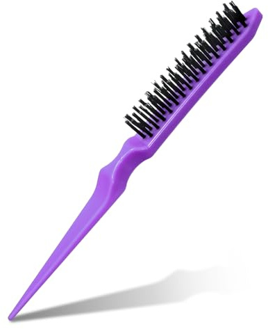 Brosse à cheveux en poils de sanglier pour le volume et la brillance - Brosse à cheveux avec manche en bois - Brosse à cheveux pour crêper et un look élégant - Brosse à cheveux élégante - Violet