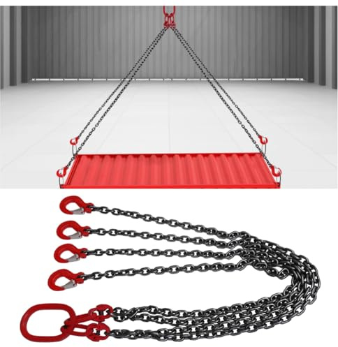 MIIWWOWO 5 Ton Chain Hoist with 4 Leg Grab Hooks, 150cm Length Chain Sling G80 Alloy Steel for Engine Hoist Lifts