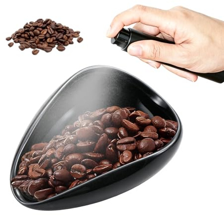 Tasse Doseuse Café Grains en Céramique avec Pulvérisateur, Coupe de Pesée pour Espresso, Doseur Café 20 à 30 g, Accessoire Barista Noir pour Moulin, Thé, Feuilles, Cuisine, Comptoir et Maison