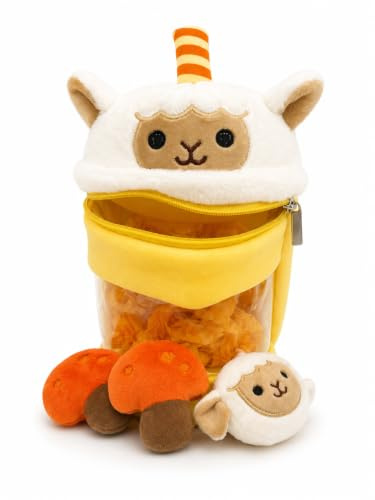 Generisch Kuscheltier Schaf Bubble Tea 30 cm – Niedliches Schaf im Bubble-Tea-Becher mit Zubehör – Weiches Plüschtier Stofftier – Kawaii Kuschelfreund