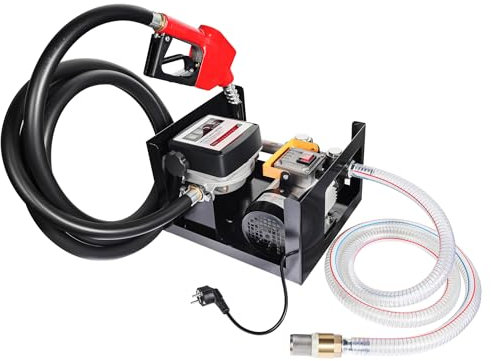 Wiltec Heizöl- und Dieselpumpe 230V/550W 50l/min selbstansaugend Pumpe mit automatischer Pistole, Kraftstoffpumpe, Absaugpumpe