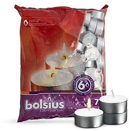 Bolsius Bougie Chauffe-Plat, Cire de Paraffine, Blanc, Lot de 70