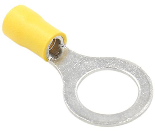 Heschen Lot de 100 connecteurs à sertir en vinyle isolé pour fil électrique RV5.5–12 Taille de goujon 1/2 pour 4–6 mm² (12–10 AWG) Jaune