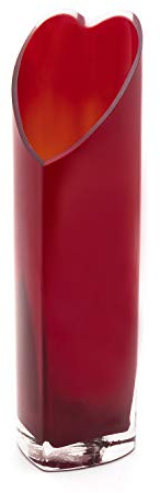 Crystal Heart Red Glass Tabletop Flower Vase - Clear