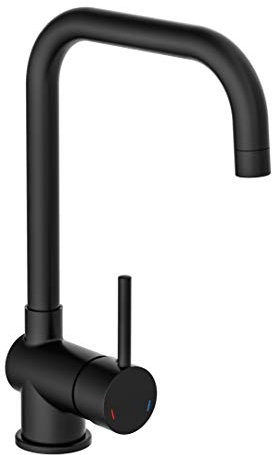 EISL FUTURA Spültischarmatur, Niederdruck Armatur Küche, energiesparende Küchenarmatur, Wasserhahn Küche 360° schwenkbar, Einhebelmischer Schwarz matt, NI182GABL-LP