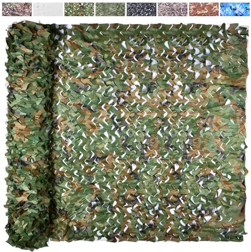 Yeacool Large Camo Tarp Burlap Camo Netting Camouflage Netting Bulk Roll for Hunting Blind Car Cover Dinosaur Party Decoration Birthday Theme Sunshade (Woodland Camo, 65.6ftx4.9ft, 20m*1.5m)