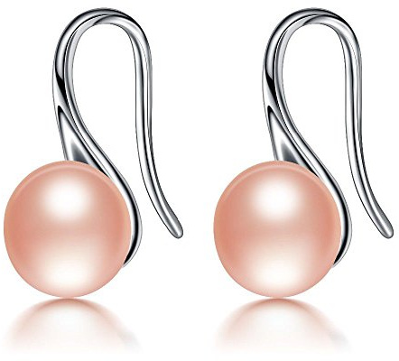 Kim Johanson Damen Perlenohrringe *Rita* aus 925 Sterling Silber mit echten rosa Süßwasser Perlen Ohrstecker inkl. Schmuckbeutel