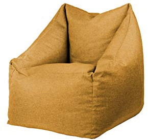 chilly pilley® Sitzsack Sessel in 2 Größen – Bequemer Bean Bag mit Bezug aus Cord, Leinenoptik oder wasserabweisendem Stoff – Moderner Loungesessel für Wohnzimmer, Kinderzimmer oder Terrasse (Camel)