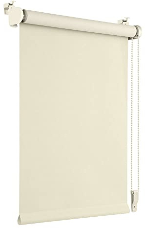 OBdeco Verdunkelungsrollo Thermorollo 85x160cm (Stoffbreite 81 cm) Creme ohne Bohren mit gleichfarbige Beschichtung Oeko-TEX Standard 100 Sichtschutz Sonnenschutz für Fenster & Tür