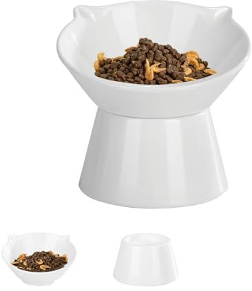 vootun Futternapf Katze,Katzennapf Erhöht mit 15 Grad Neigendem Design, Katzennapf für Katze Hunde Welpe Futter Und Wasser,Fressnapf Katze sind Leicht zu Reinigen,Schützen den Nacken,Weiß