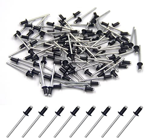 BESTYCHAO Black Pop Rivets, 100pcs Aluminium Blind Rivet 3.2mm x 6mm, Small Aluminium Rivets for Automotive,Home,DIY