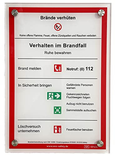 Premium-Schild Acryl “Verhalten im Brandfall” – Brandschutzordnung Teil A* (Ohne Brandmeldeanlage)
