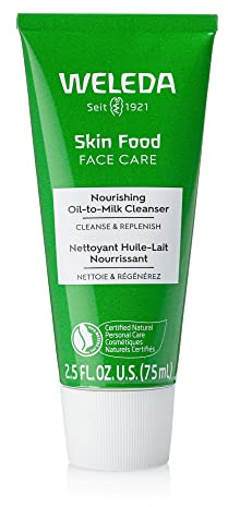 Weleda Skin Food Face Care Nourishing Oil-to-Milk Cleanser, 2.5 Fluid Ounce, Plant Rich Cleanser with Sunflower Seed Oil, Chamomile Extract and Pansy