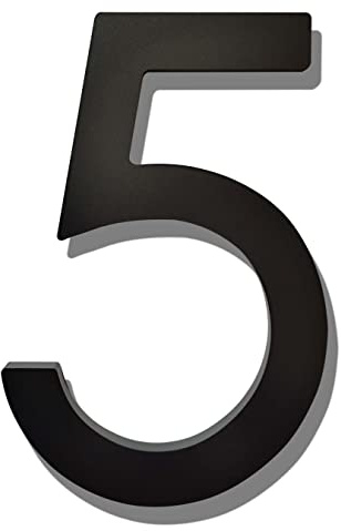 Ywonoby 5 Inch House Numbers for Outside-Large Modern 3D Floating Door Numbers-Weatherproof and Easy to install-Matte Black Acrylic Number (5)