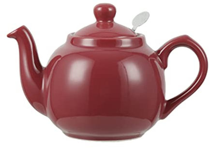 London Pottery Teiera con infusore, in ceramica, carminio, 2 tazze (600 ml)