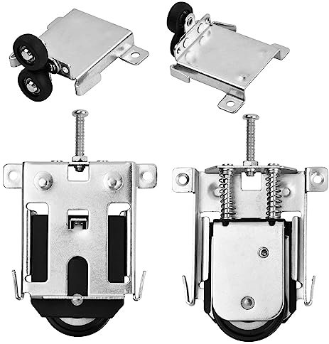 2 Set Sliding Wardrobe Door Parts Wheels, Sliding Door Pulley Door Roller, Closet Door Convex Wheel, 2X Top & 2X Bottom, Replacement Parts Accessories for Home Furniture Cabinet Window Sliding Door