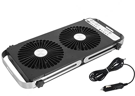 12V RV Roof Vent Fan - Movable Portable Silent Car Window Fan for Ventilation - Double Reversible Window Exhaust Fan - Easy to Install - Silver Color